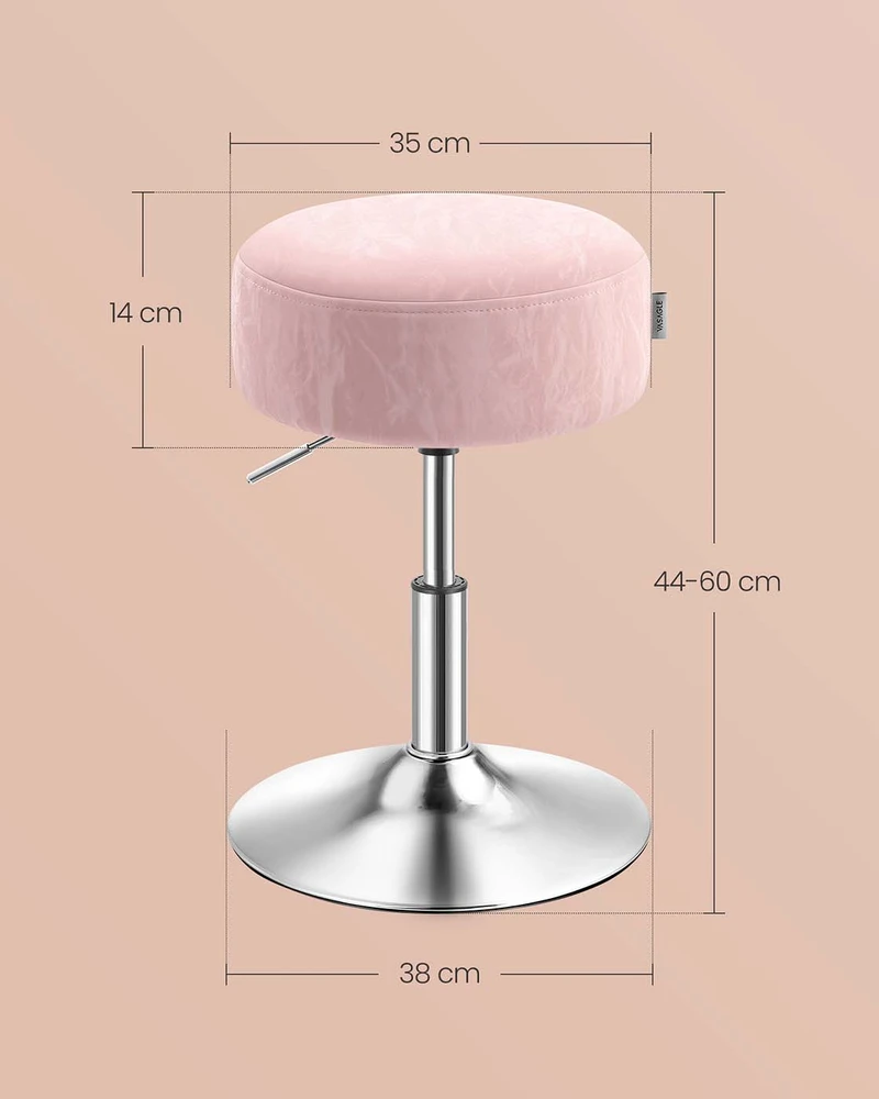 Koduva Reguliuojamo aukščio tualetinis pufas, 360° pasukamas, pastelinis rožinis, 38 cm