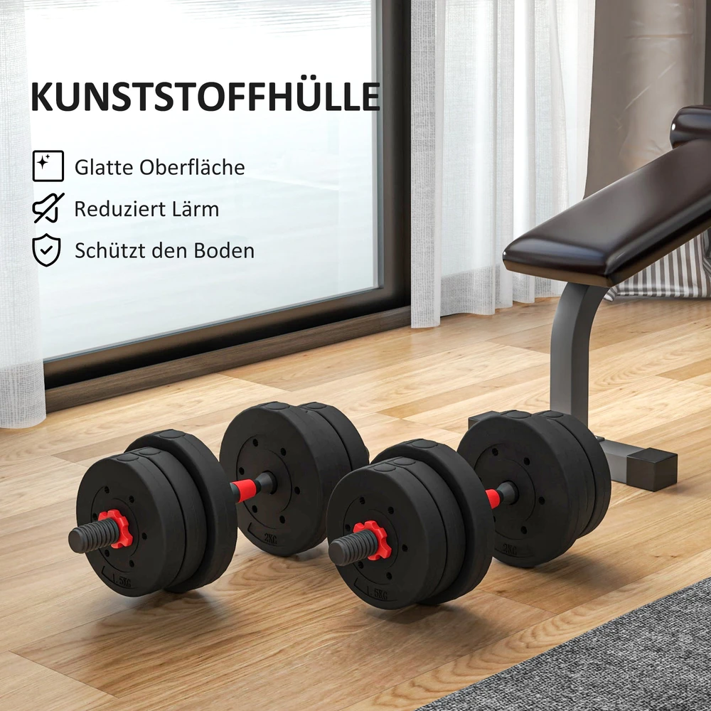 Aosom Reguliuojamų hantelių ir štangos rinkinys 2 in 1, 20 kg, juodas