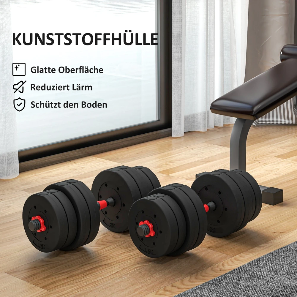Aosom Reguliuojamų hantelių ir štangos rinkinys 30 kg, juodas