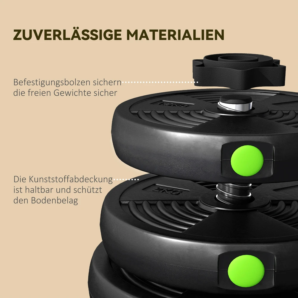 Aosom Reguliuojamų hantelių ir štangos rinkinys 2-in-1, 30 kg, juodas/žalias