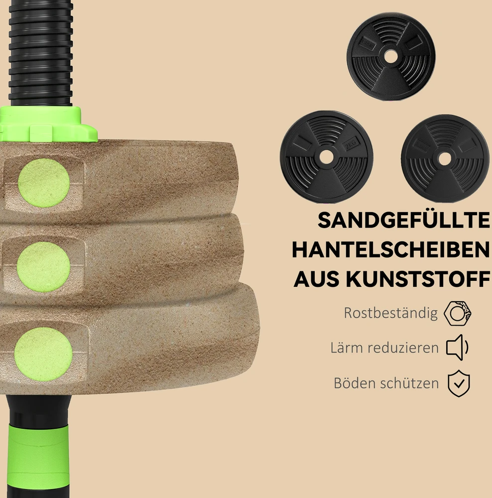 Aosom Reguliuojamų hantelių rinkinys 20 kg, žalias
