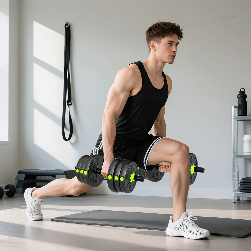 Aosom Reguliuojamų hantelių rinkinys 20 kg, žalias