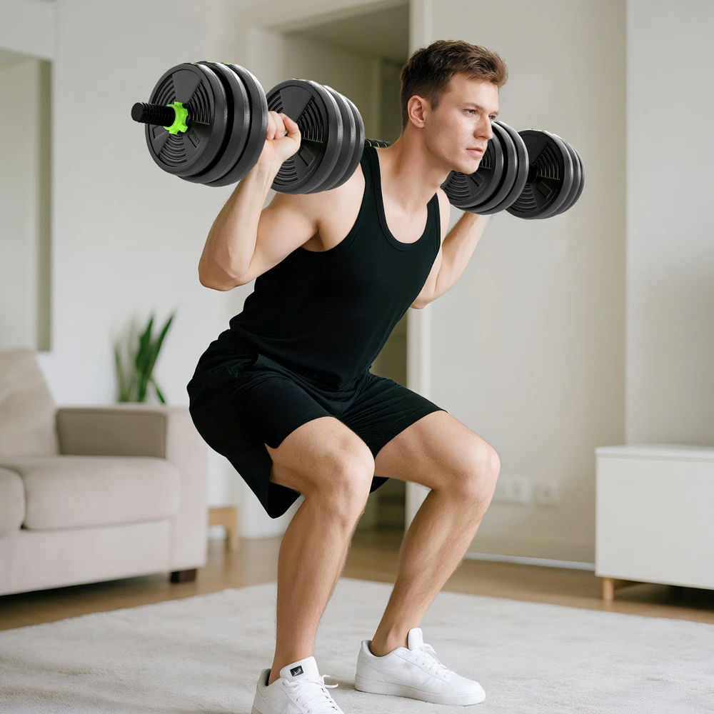 Aosom Reguliuojamų hantelių rinkinys 20 kg, žalias