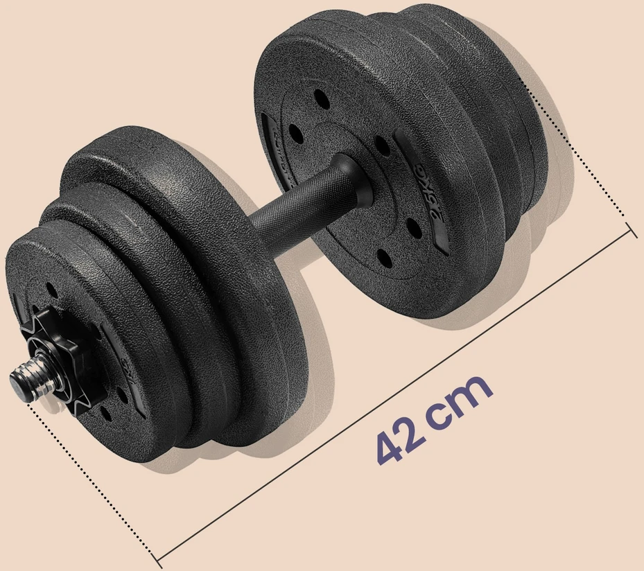 Songmics Reguliuojamų hantelių rinkinys 20 kg, 2 x 10 kg, juodas, su jungiamuoju plieniniu vamzdžiu