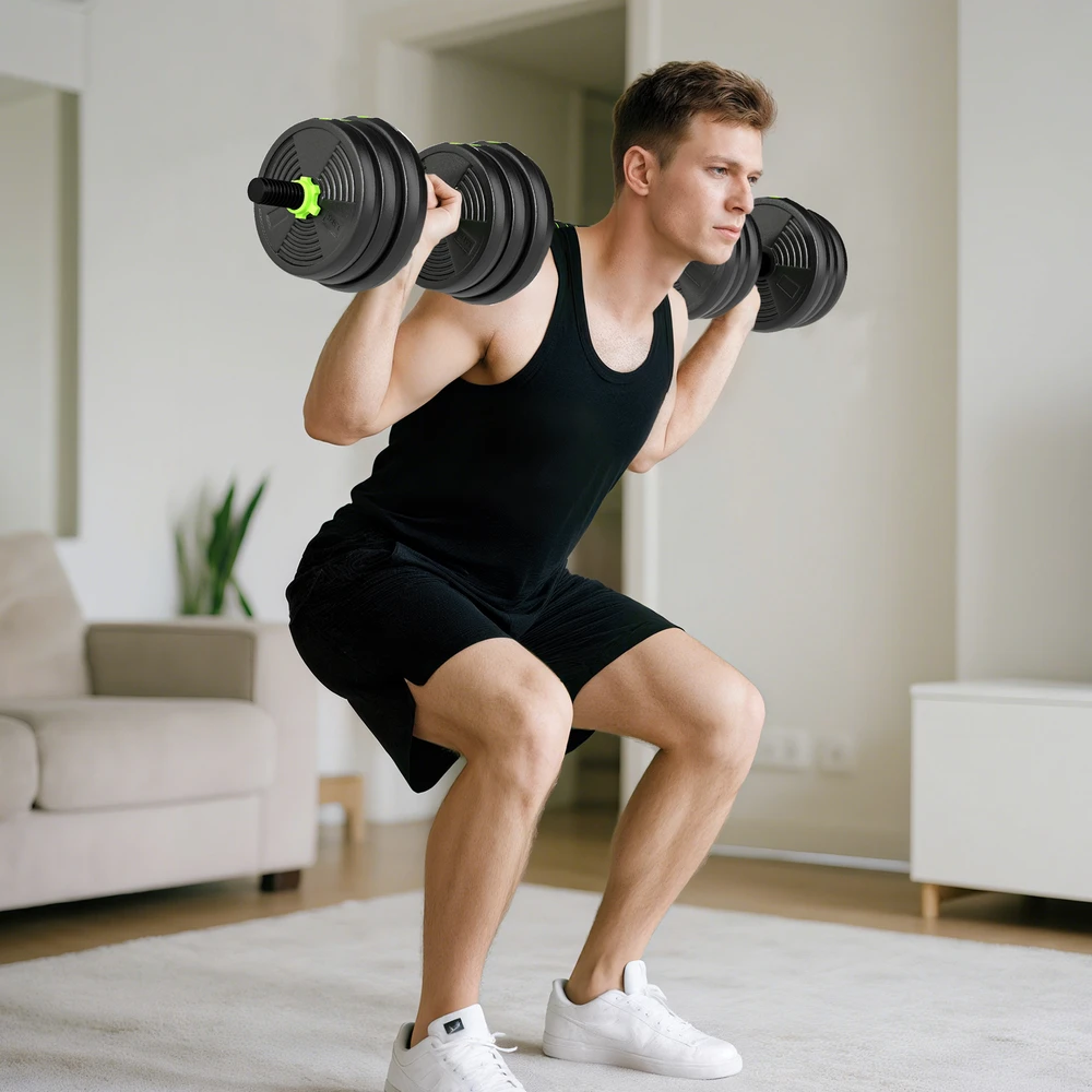 Aosom Reguliuojamų hantelių rinkinys 25 kg, žalias