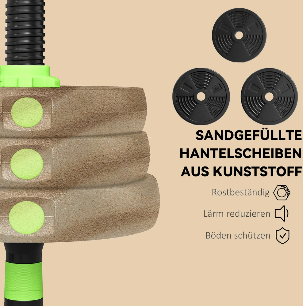Aosom Reguliuojamų hantelių rinkinys 25 kg, žalias