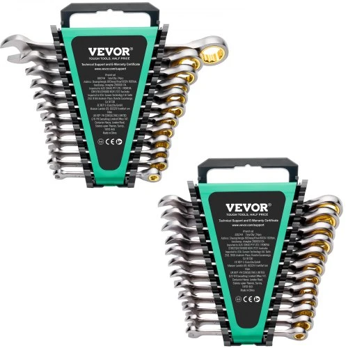 VEVOR Reketinių kombinuotų veržliarakčių rinkinys, 24 vnt., pilkas, 8-19 mm ir SAE 6-22 mm