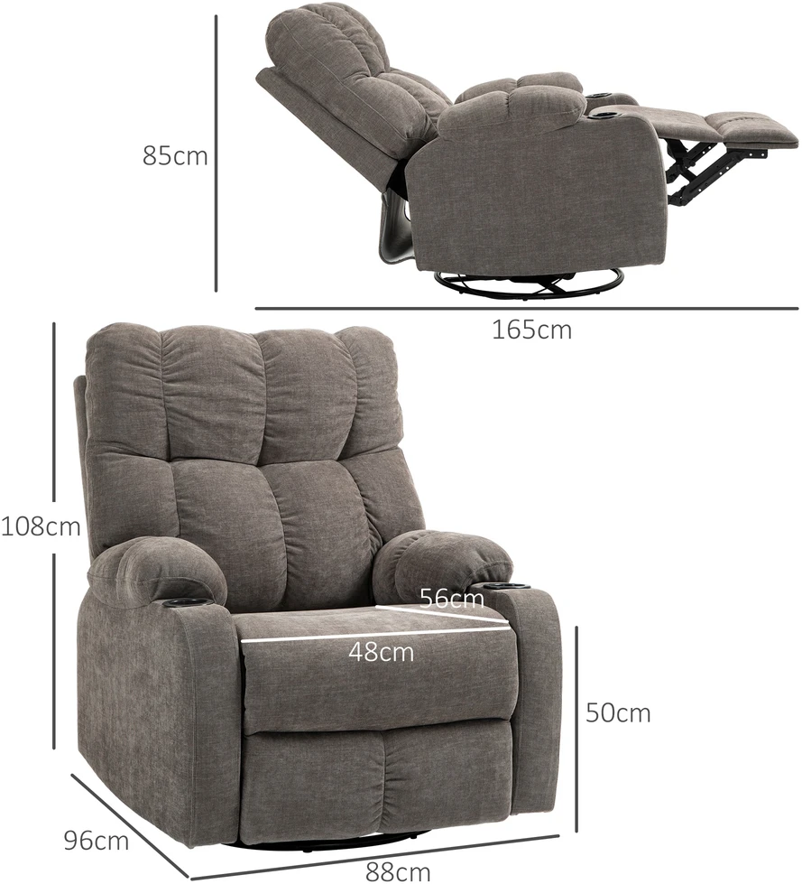 Aosom Relaxo fotelis su kojų atrama, pasukamas, šviesiai rudas, iki 150 kg, 88 x 96 x 108 cm