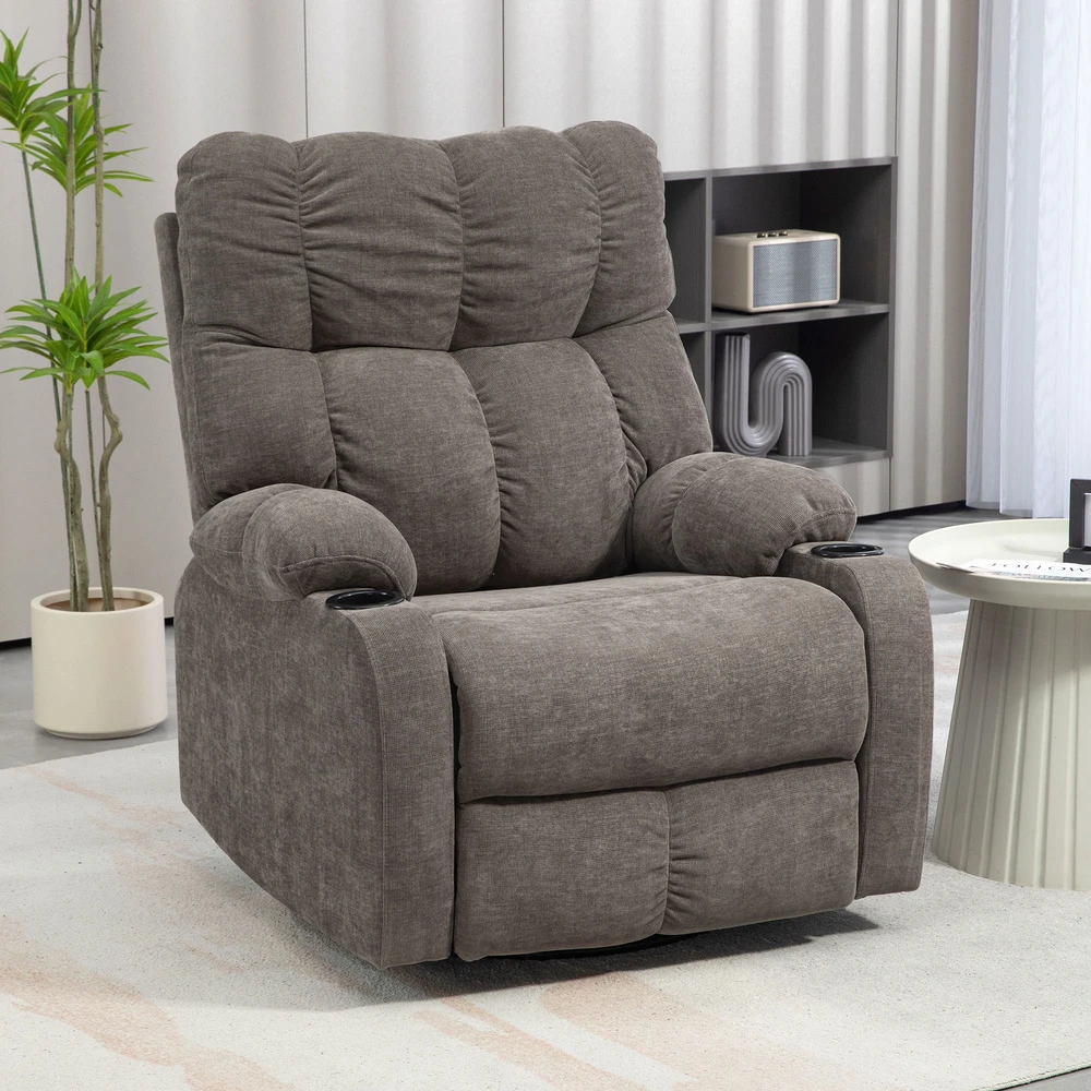 Aosom Relaxo fotelis su kojų atrama, pasukamas, šviesiai rudas, iki 150 kg, 88 x 96 x 108 cm