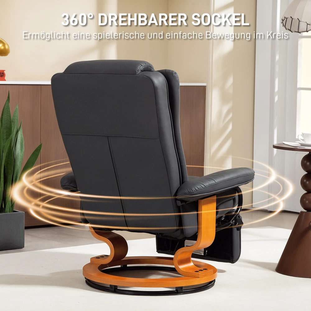 Aosom Relaxsofa su gulėjimo funkcija, pasukama, iki 150 kg, dirbtinės odos apmušalas, plieno rėmas, tamsiai pilka