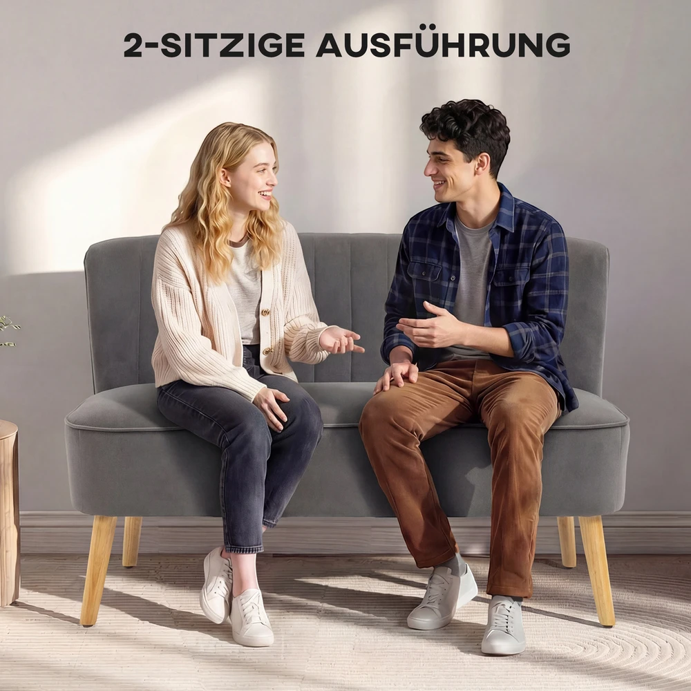 Aosom Retro dizaino 2 vietų sofa, tamsiai pilka, 117 x 56,5 x 77 cm