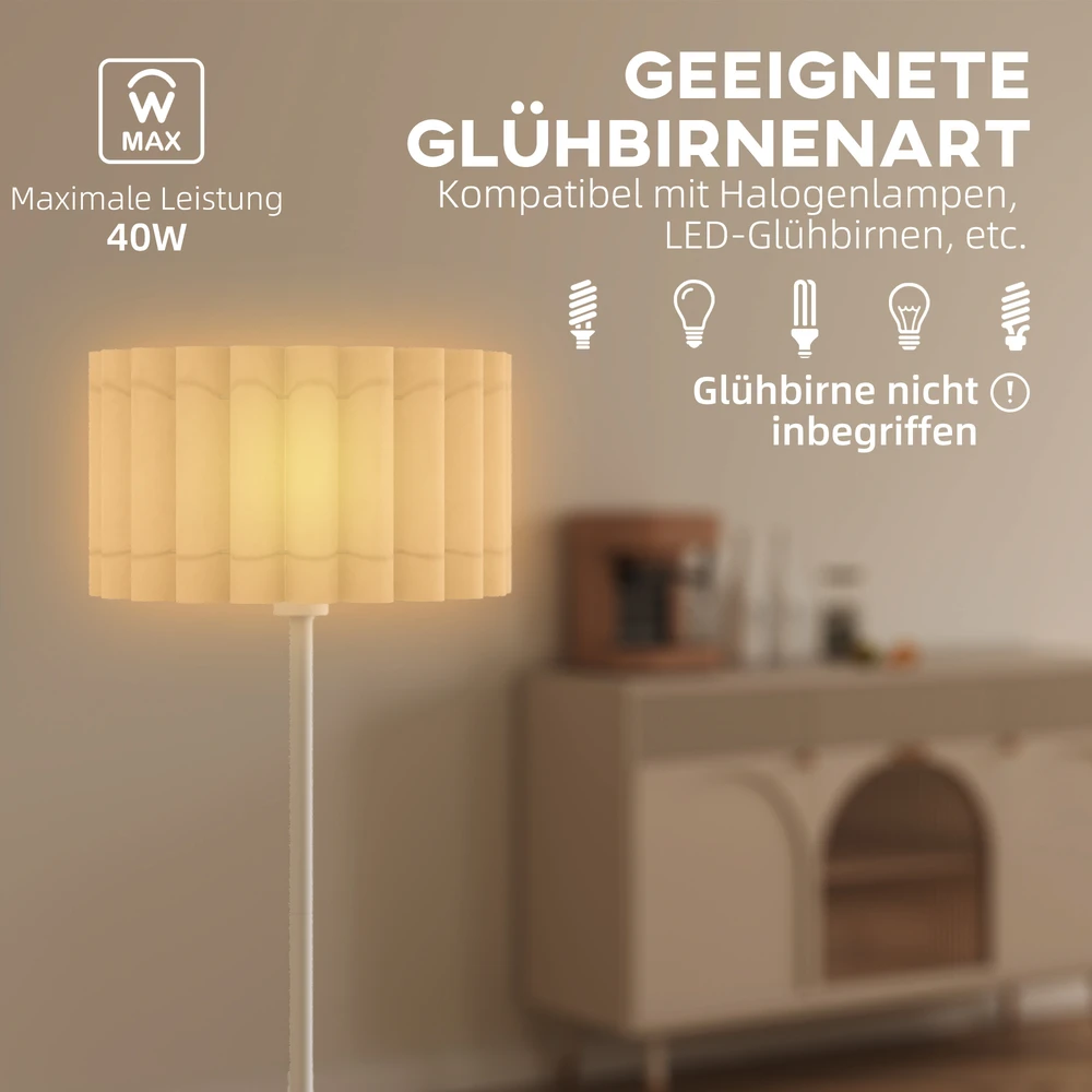 Aosom Retro stiliaus pastatomas šviestuvas, plastikinis gaubtas, baltas, Ø35 x 153 cm
