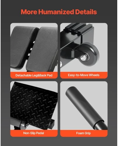 VEVOR Romėniškas suolas hiperextensions pratimams 5030, anglinis plienas, juoda/raudona, iki 158 kg