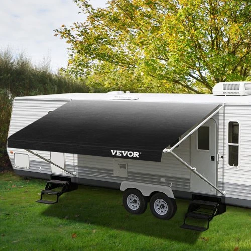 VEVOR RV markizės audinys, 524 x 240 cm, vinilas, PVC, anglies pilkumo perėjimas