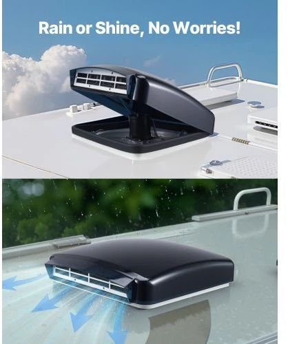 Koduva RV stogo ventiliatorius VEVOR HQS-36AY, 12 V, 22 W, su nuotoliniu valdymu, dūminis, 41 x 41 x 25 cm