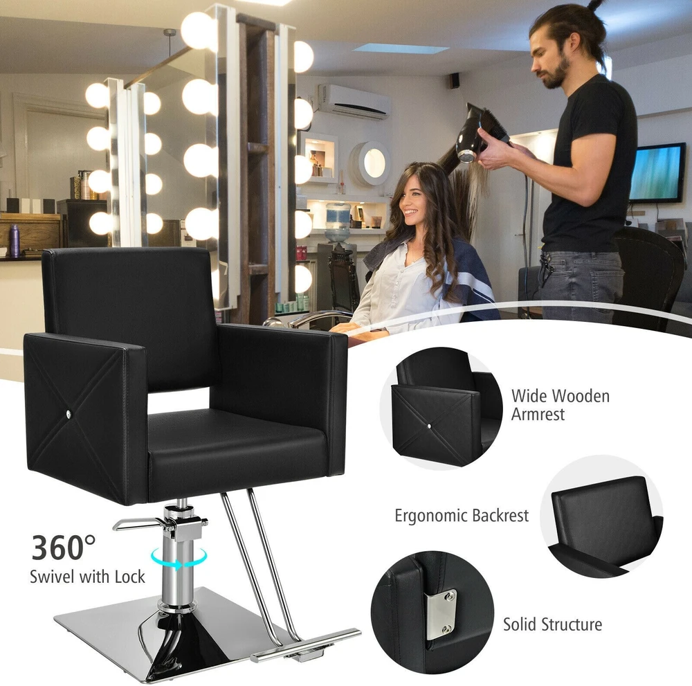 Promotion Salono kėdė plaukų stilistui, reguliuojamas sukimasis, hidraulinė, juoda