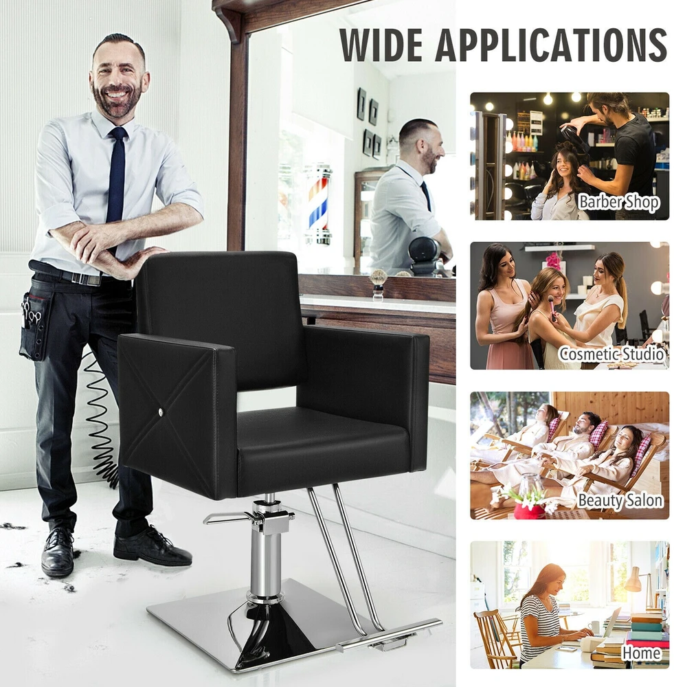 Promotion Salono kėdė plaukų stilistui, reguliuojamas sukimasis, hidraulinė, juoda