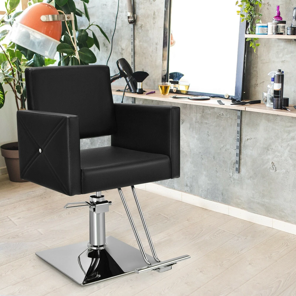 Promotion Salono kėdė plaukų stilistui, reguliuojamas sukimasis, hidraulinė, juoda