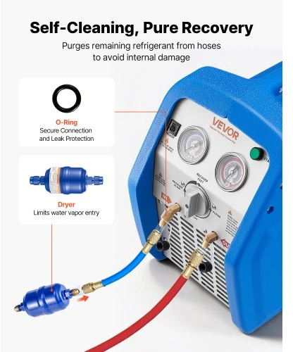 VEVOR Šaltnešio surinkimo aparatas RR500, 0,75 kW, 220-240 V, 50 Hz
