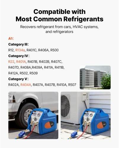 VEVOR Šaltnešio surinkimo įrenginys RR250, 0,56 kW, 220-240 V, 50 Hz