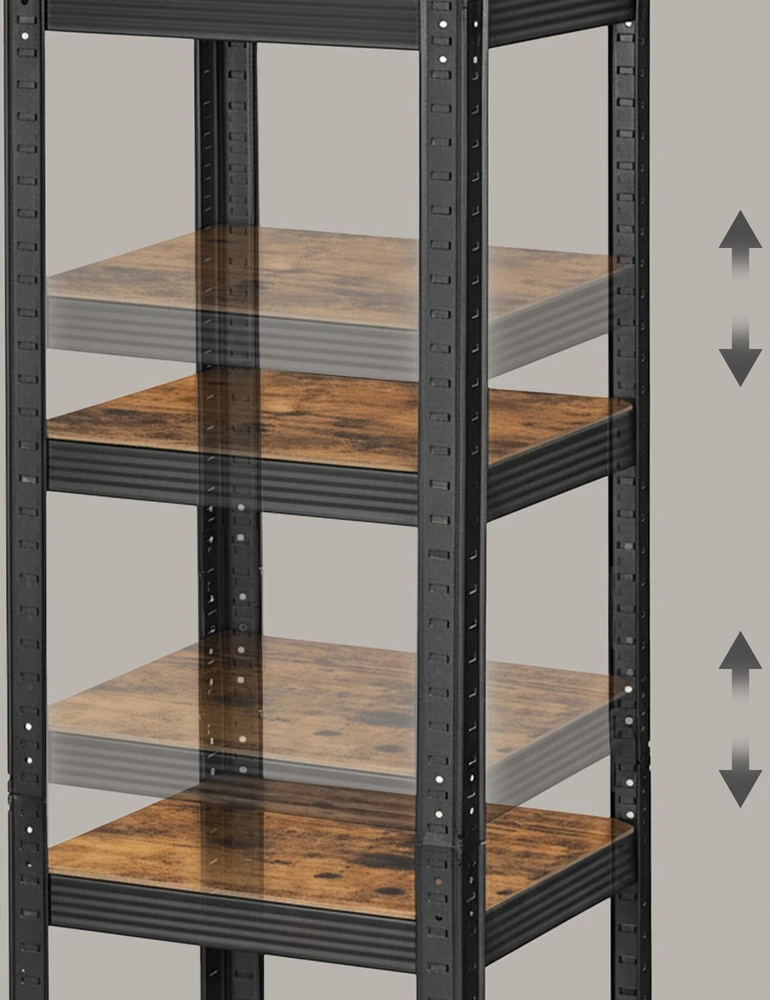 Koduva Sandėliavimo lentyna, 2 vnt. rinkinys, 5 lentynos, 150 x 37 x 37 cm, iki 400 kg, ruda-juoda