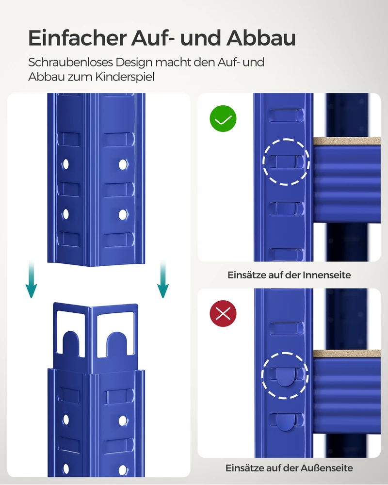 Songmics Sandėliavimo lentynos, 2 vnt., 180 x 90 x 40 cm, mėlynos, plienas ir MDF, 5 reguliuojamos lentynos