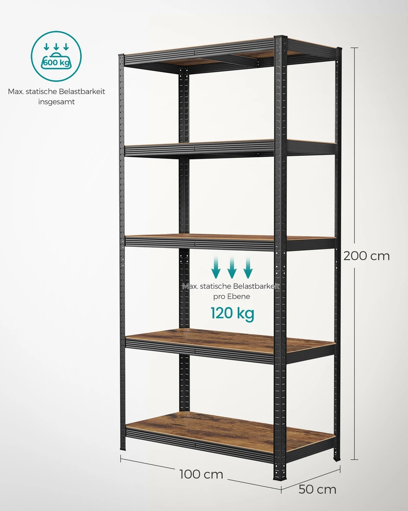 Koduva Sandėliavimo stelažų komplektas, 2 vnt., 50 x 100 x 200 cm, plienas ir medžio drožlių plokštė