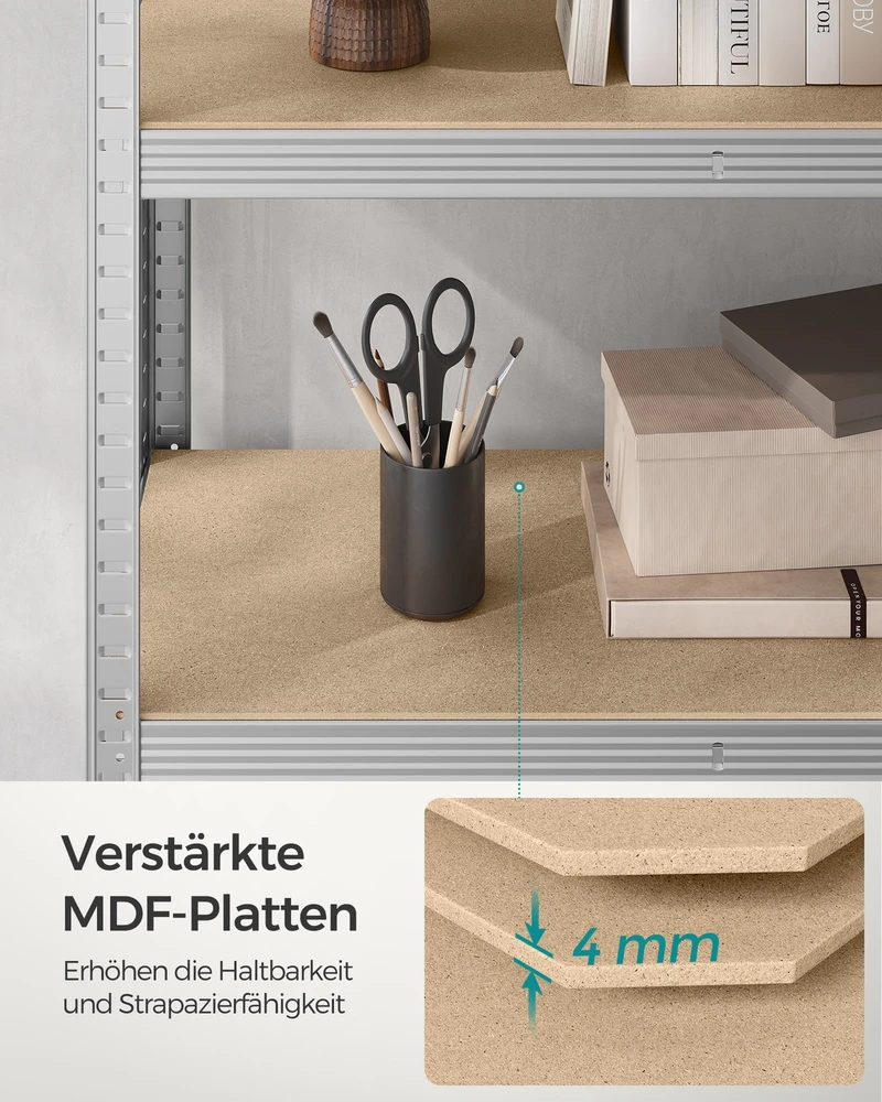 Koduva Sandėliavimo stelažų rinkinys, 2 vnt., 180 x 90 x 40 cm, plienas ir MDF, sidabrinis