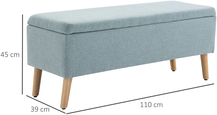 Aosom Sandėliavimo suoliukas su lino išvaizdos apmušalu, šviesiai žalias, 110 x 39 x 45 cm