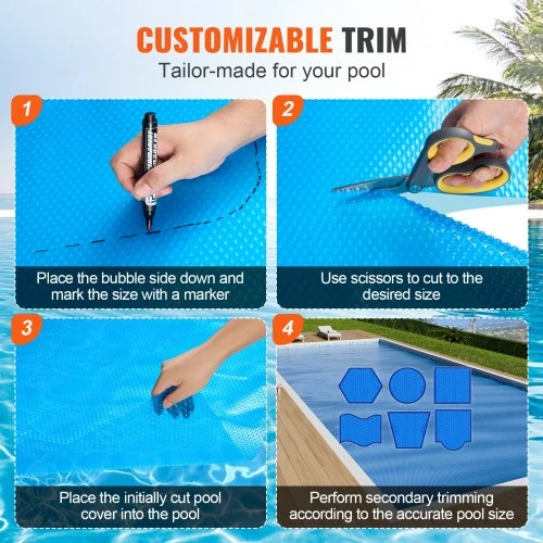 Koduva Saulės baseino uždangalas VEVOR, stačiakampis, mėlynas, PE, 975 x 487 cm