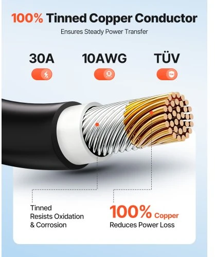 Koduva Saulės modulių ilginimo kabelis VEVOR, 19,9 m + 19,9 m, 10 AWG (6 mm²), juodas / raudonas