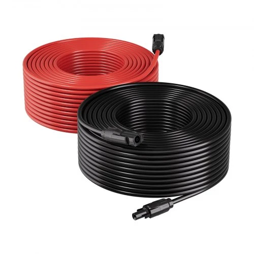 Koduva Saulės modulių ilginimo kabelis VEVOR, 19,9 m + 19,9 m, 10 AWG (6 mm²), juodas / raudonas