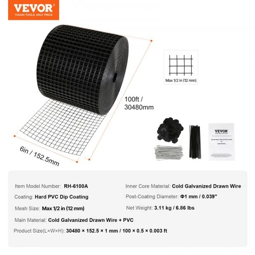VEVOR Saulės panelių apsauga nuo paukščių RH-6100A, 15 x 3048 cm, su 60 tvirtinimo detalių
