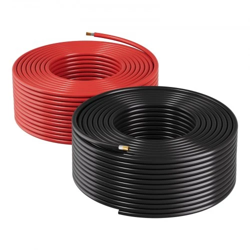 Koduva Saulės panelių ilginimo kabelis VEVOR, 30 m, 10 AWG (6 mm²), juodas + raudonas, 2 dalių rinkinys