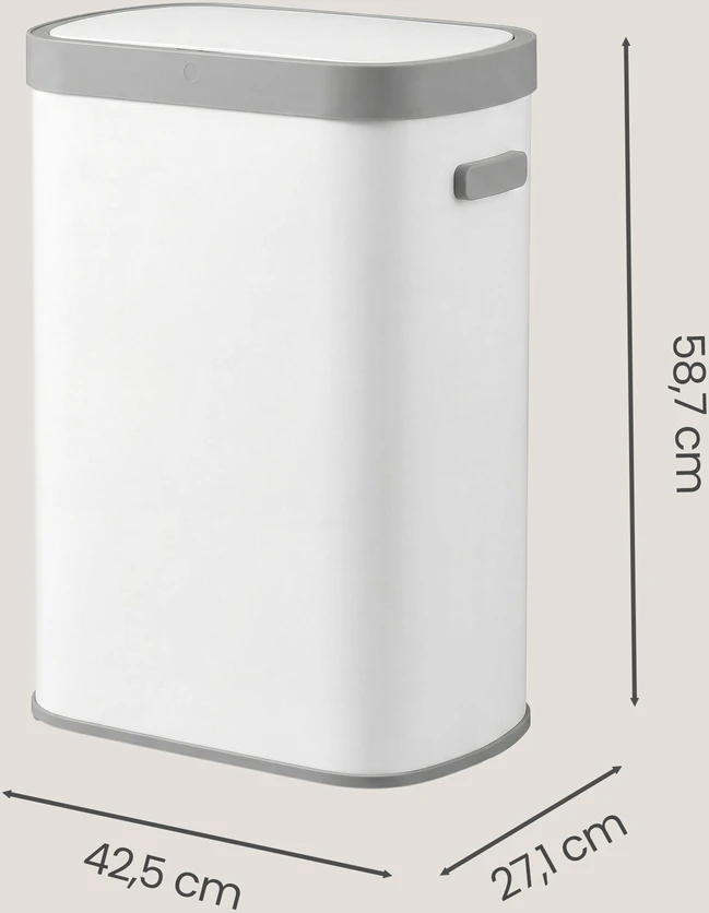 Koduva Sensorinė šiukšliadėžė 50 l, balta, plienas ir PP plastikas, 42,5 x 27,1 x 58,7 cm