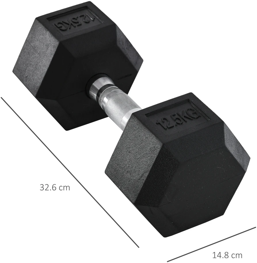 Koduva Šešiakampė hantelė su rifliuota rankena, 12,5kg, juoda, metalas ir guma