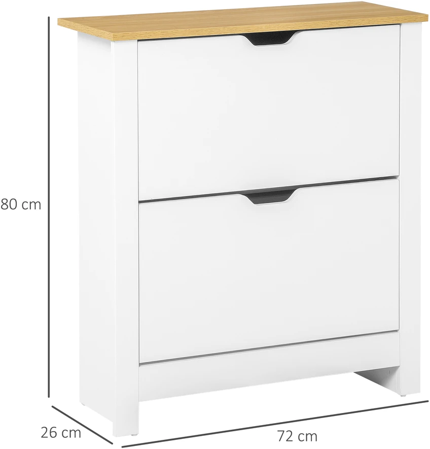 Koduva Siaura batų spintelė su 2 atverčiamais skyriais, iki 12 porų, 72 x 26 x 80 cm