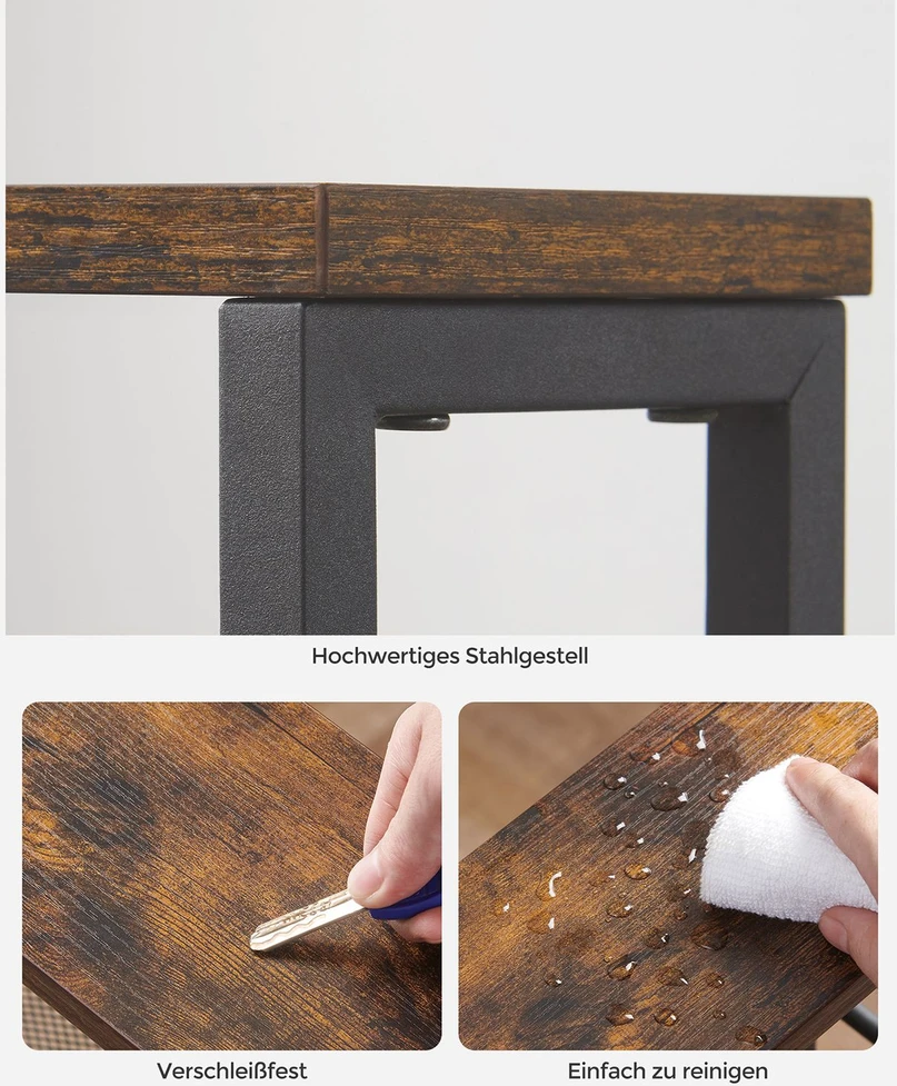 Koduva Siauras 4 aukštų virtuvinis vežimėlis su ratukais, 13 x 45,4 x 77 cm, ruda–juoda
