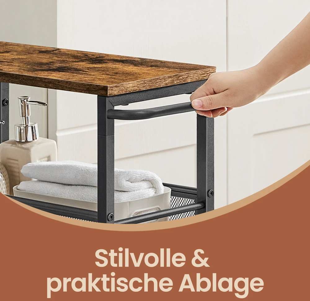 Koduva Siauras virtuvinis vežimėlis su ratukais, 5 aukštų, plienas ir medžio drožlių plokštė, 22 x 45,4 x 77 cm