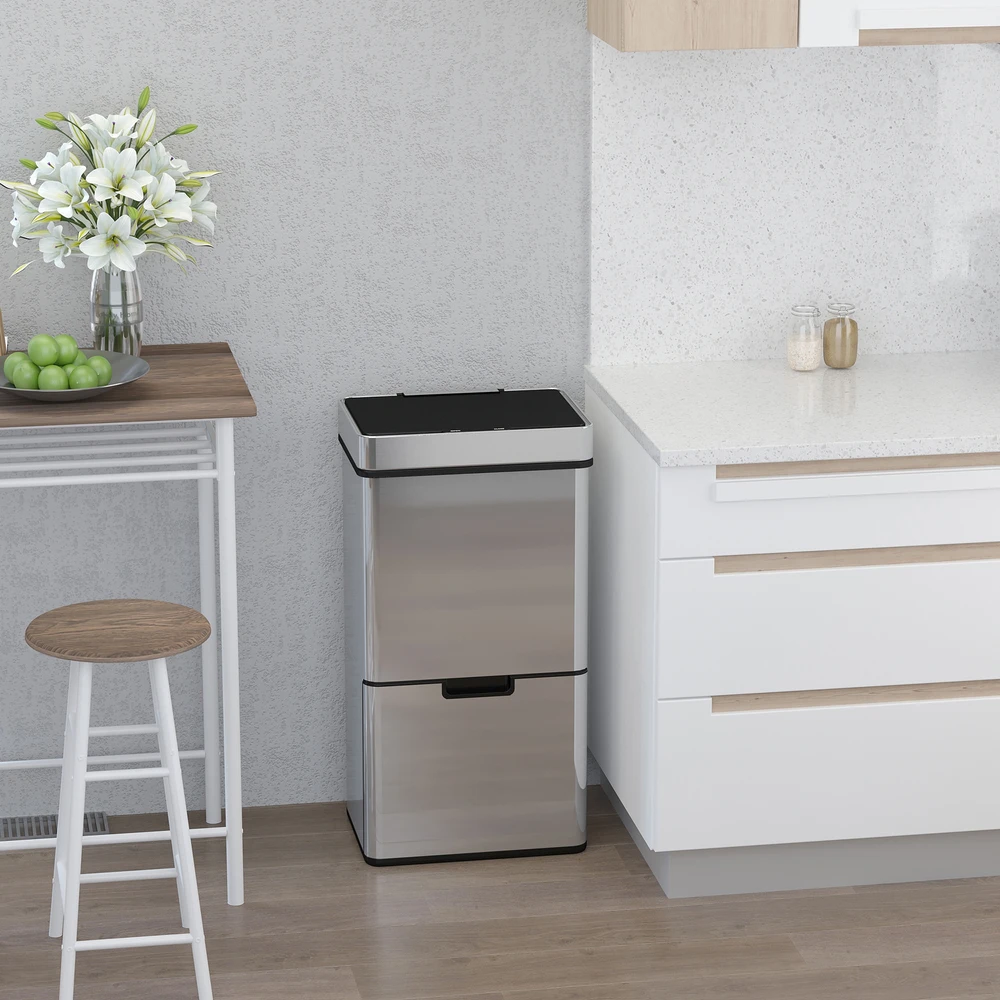 Koduva Sidabrinė 72 l jutiklinė rūšiavimo šiukšliadėžė, 47 l + 2 × 12,5 l