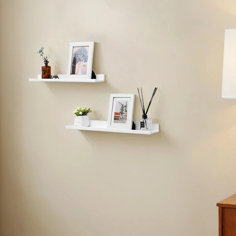 Koduva Sieninė lentyna, 2 vnt. komplektas, balta MDF, 60 x 10 cm, plaukiojanti lentyna nuotraukoms ir knygoms