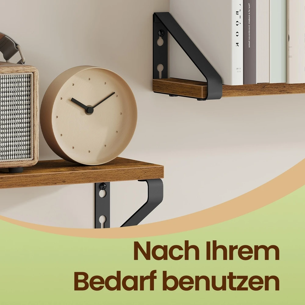 Songmics Sieninė lentyna, 2 vnt. komplektas, 40 cm, medžio drožlių plokštė ir plienas, ruda-juoda