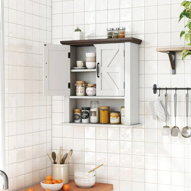 Promotion Sieninė spintelė su reguliuojamomis lentynomis balta