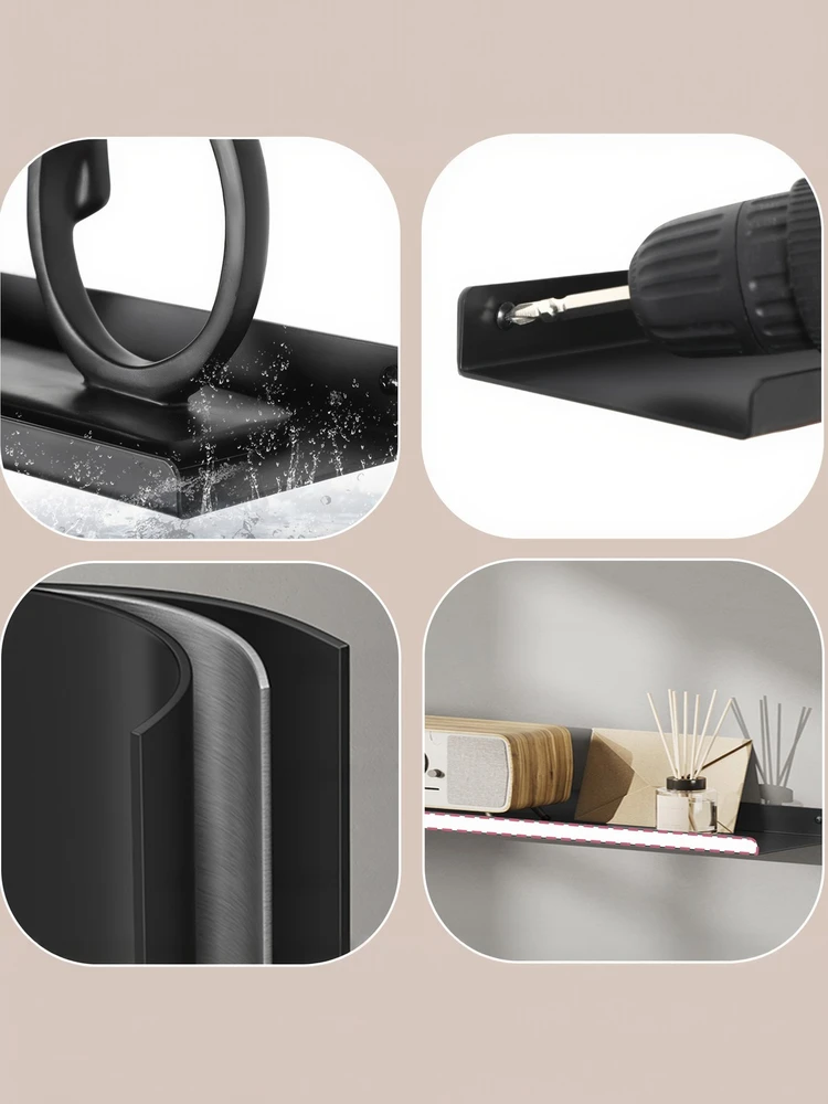 Songmics Sieninės lentynos, 3 vnt. rinkinys, juodos, plieninės, 30–40 cm