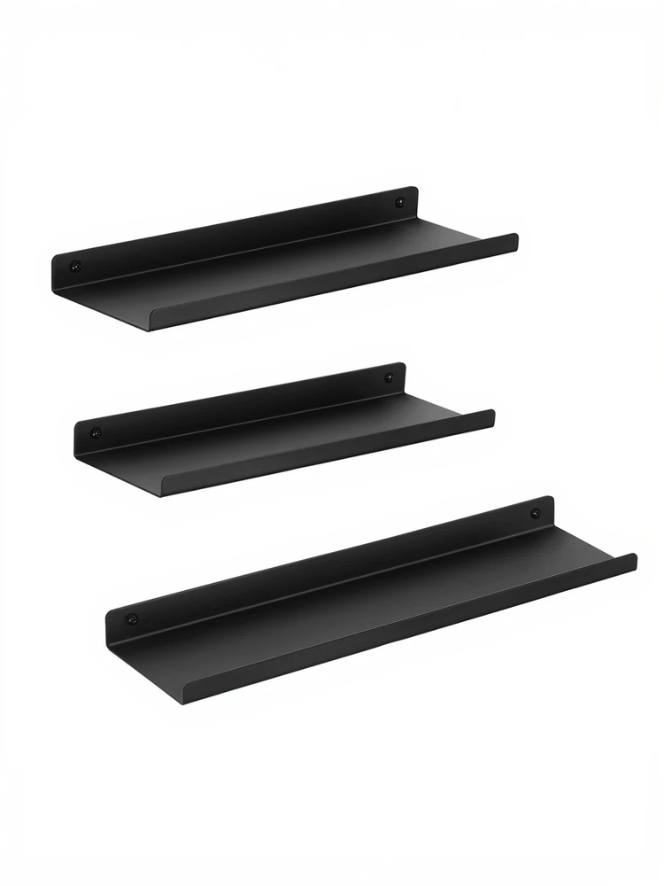 Songmics Sieninės lentynos, 3 vnt. rinkinys, juodos, plieninės, 30–40 cm