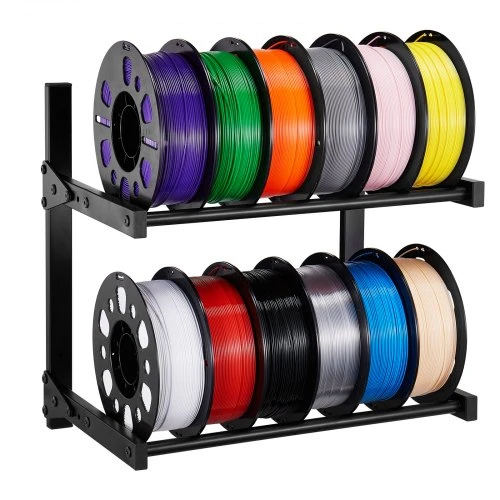 Koduva Sieninis 3D spausdintuvo gijų laikymo stelažas VEVOR HS-DY1, 2 aukštų, juodas, 45 x 29 x 43 cm
