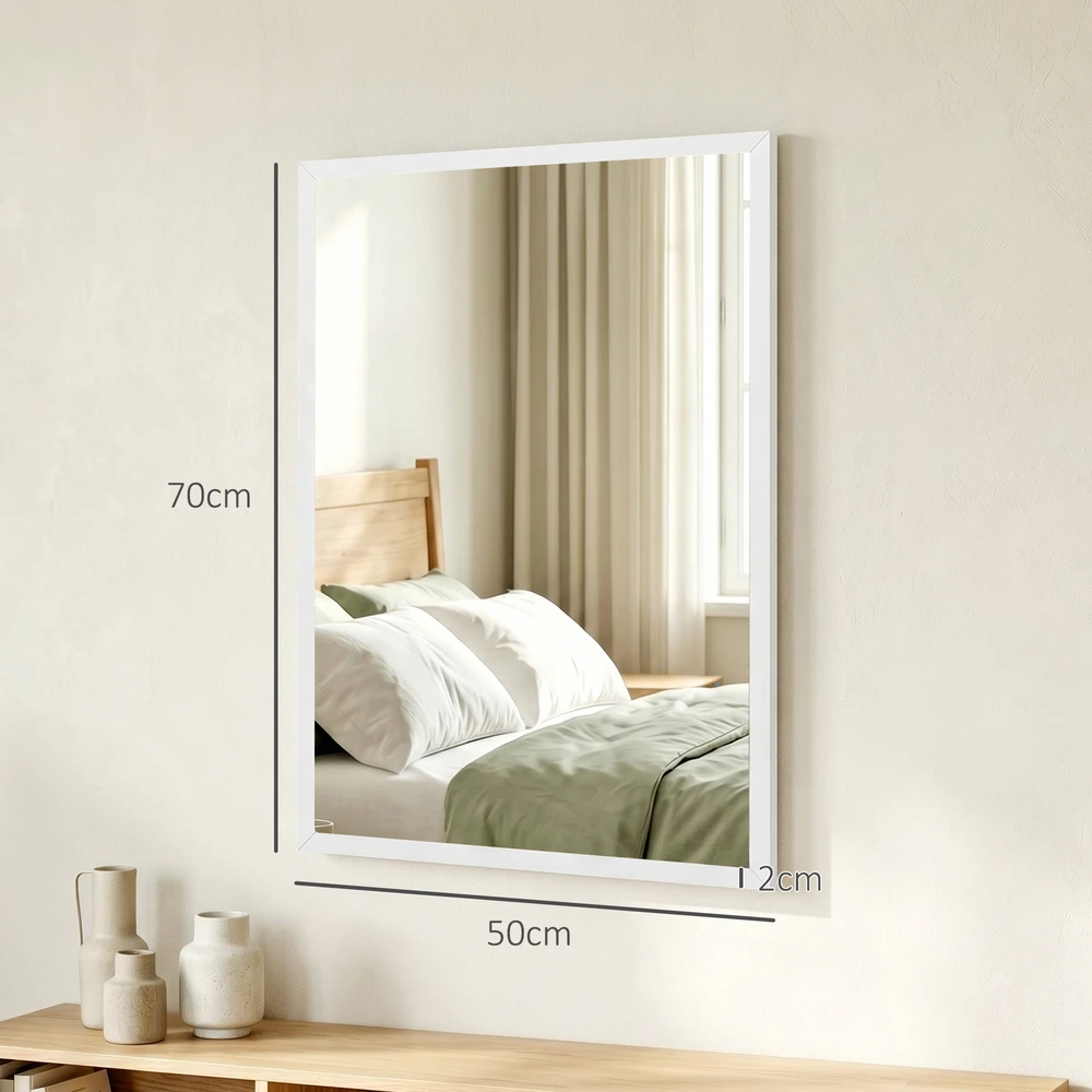 Koduva Sieninis veidrodis, 50 x 70 cm, balta spalva, MDF, medžio išvaizdos rėmas