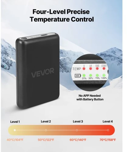 Koduva Šildomos kojinės VEVOR KEC-5000, 5000 mAh, dydis L, EU 42-45, juoda / pilka / oranžinė