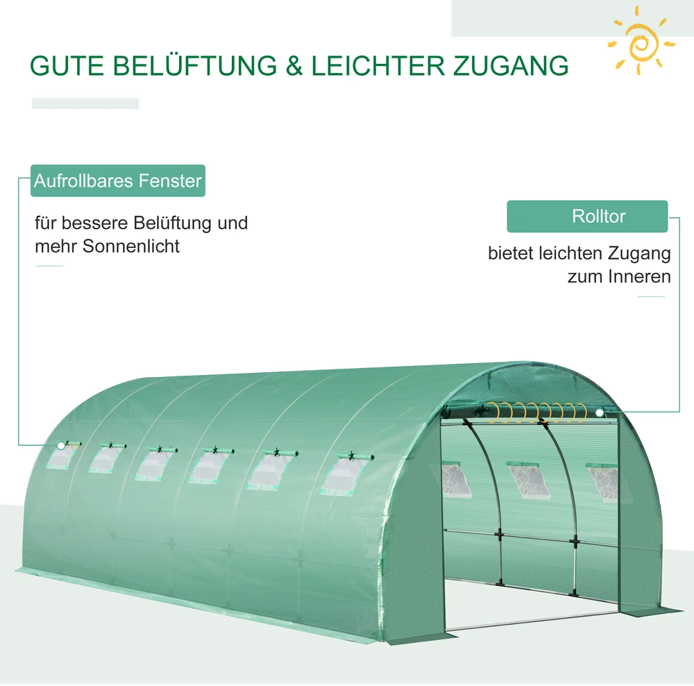 Aosom Šiltnamio danga 6 x 3 x 2 m, žalia, PE