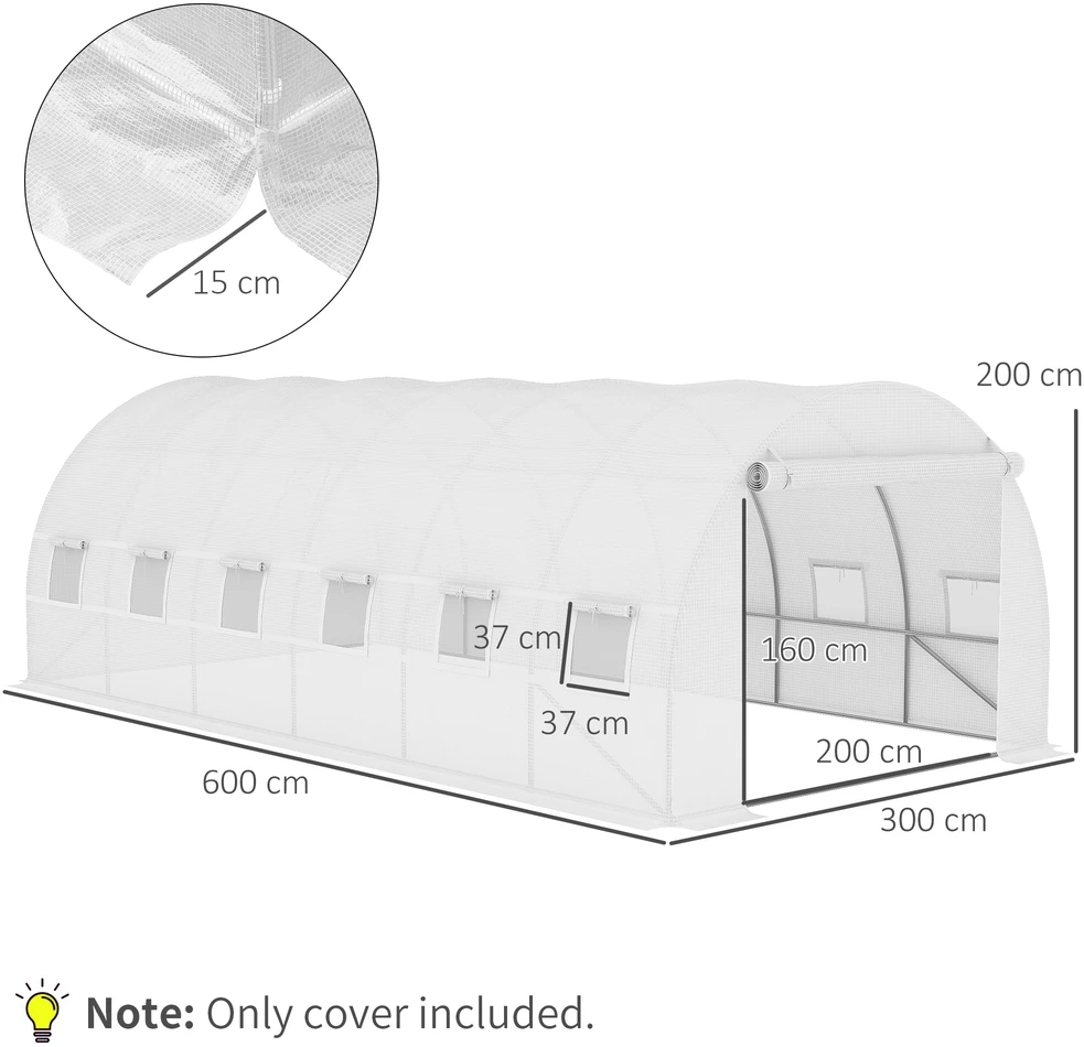 Koduva Šiltnamio pakaitinė danga 6 x 3 x 2 m, balta, PE